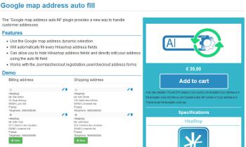 HikaShop Google map address auto fill
